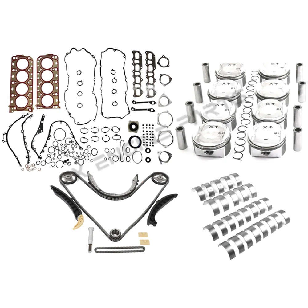 M48 Engine Rebuild Timing Chain Kit Piston Ring Bearing Gasket Set For Porsche 4.8 Cayenne Panamera S 4S GTS Turbo S 4.8T 4.8L