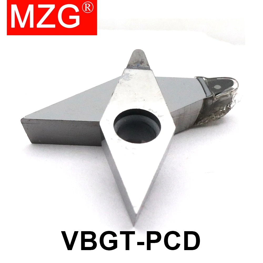 MZG 1pcs PCD CBN Diamond Insert VBGT110304 VBGT160402 VBGT160404 VBGT160408 Turning Blade CNC Metal Lathe Turning Cutter VBGT