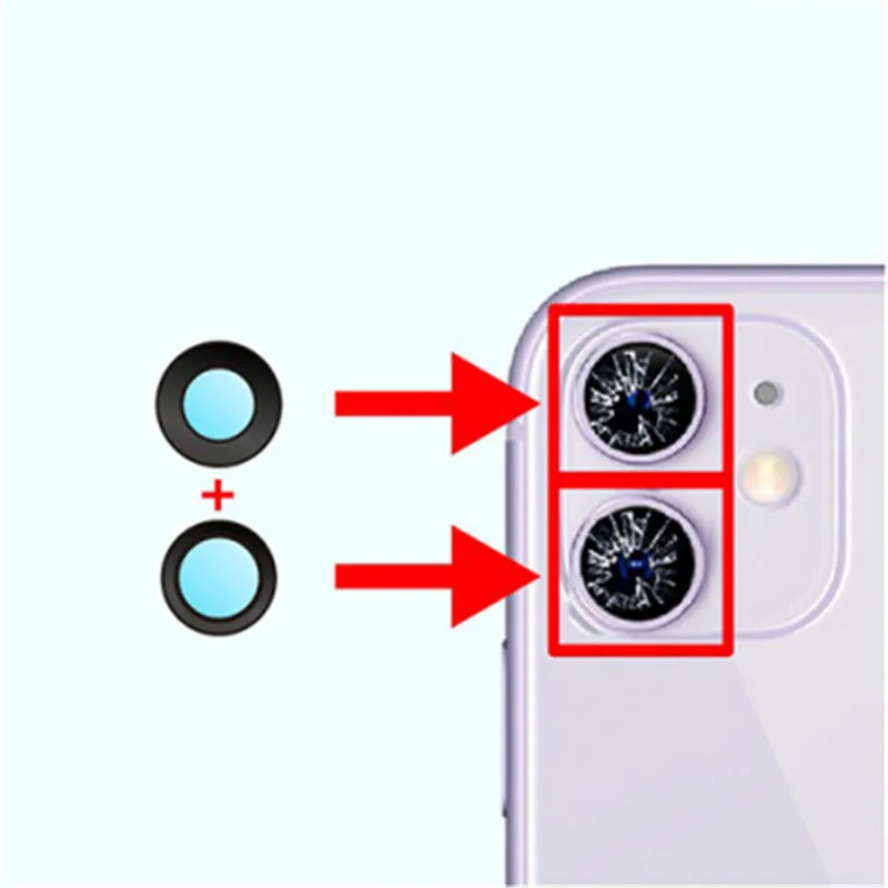 Objectif de caméra en verre cassé, pour iphone 11 11Pro 11pro Max 12 12Mini 12Pro 12ProMax 13 13Mini 13Pro 13PromMax