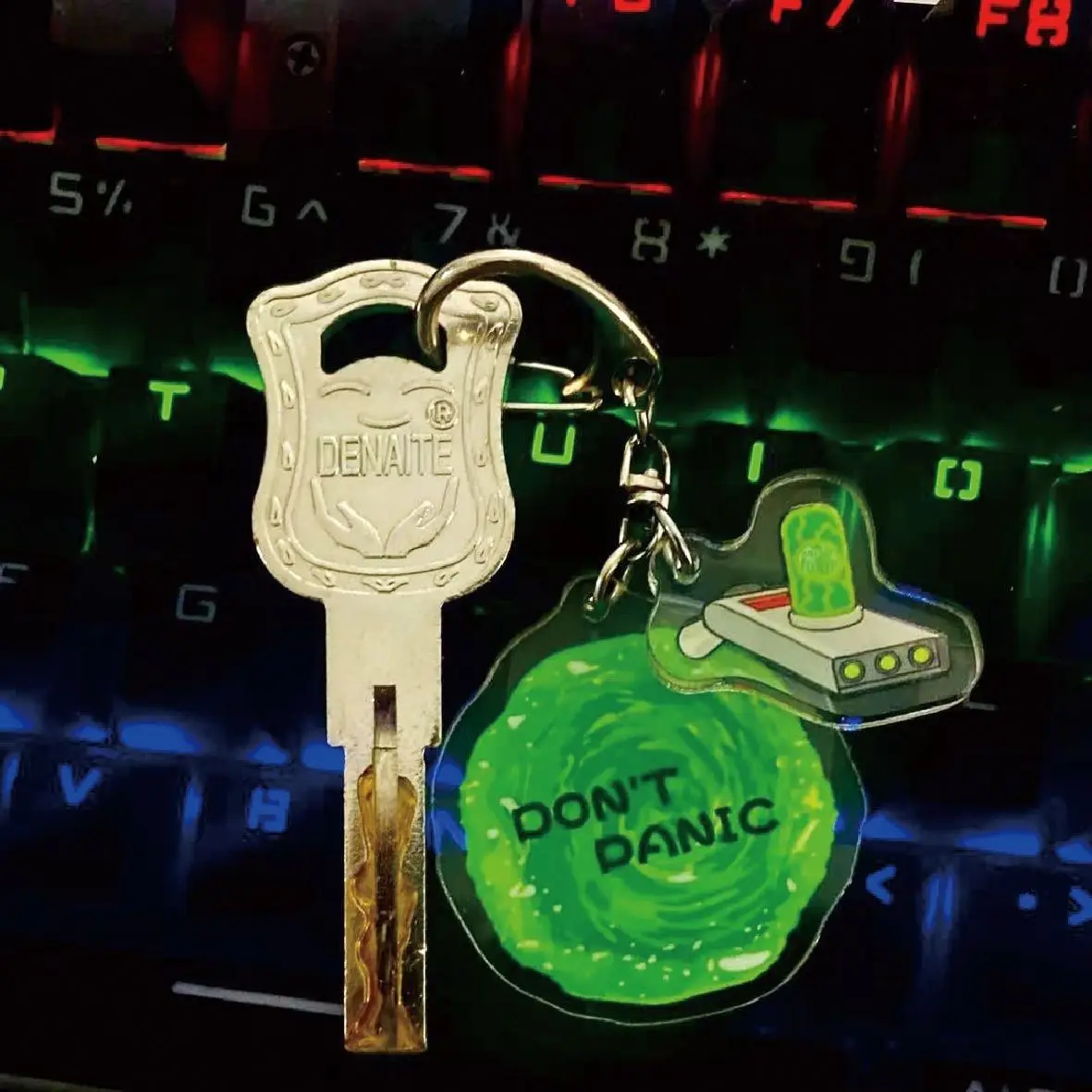 Generic Double Charms Acrylic Keychain Sci Fi Portal Pattern Key Ring Clear Printed Backpack Bag Pendant Portable Key Holder