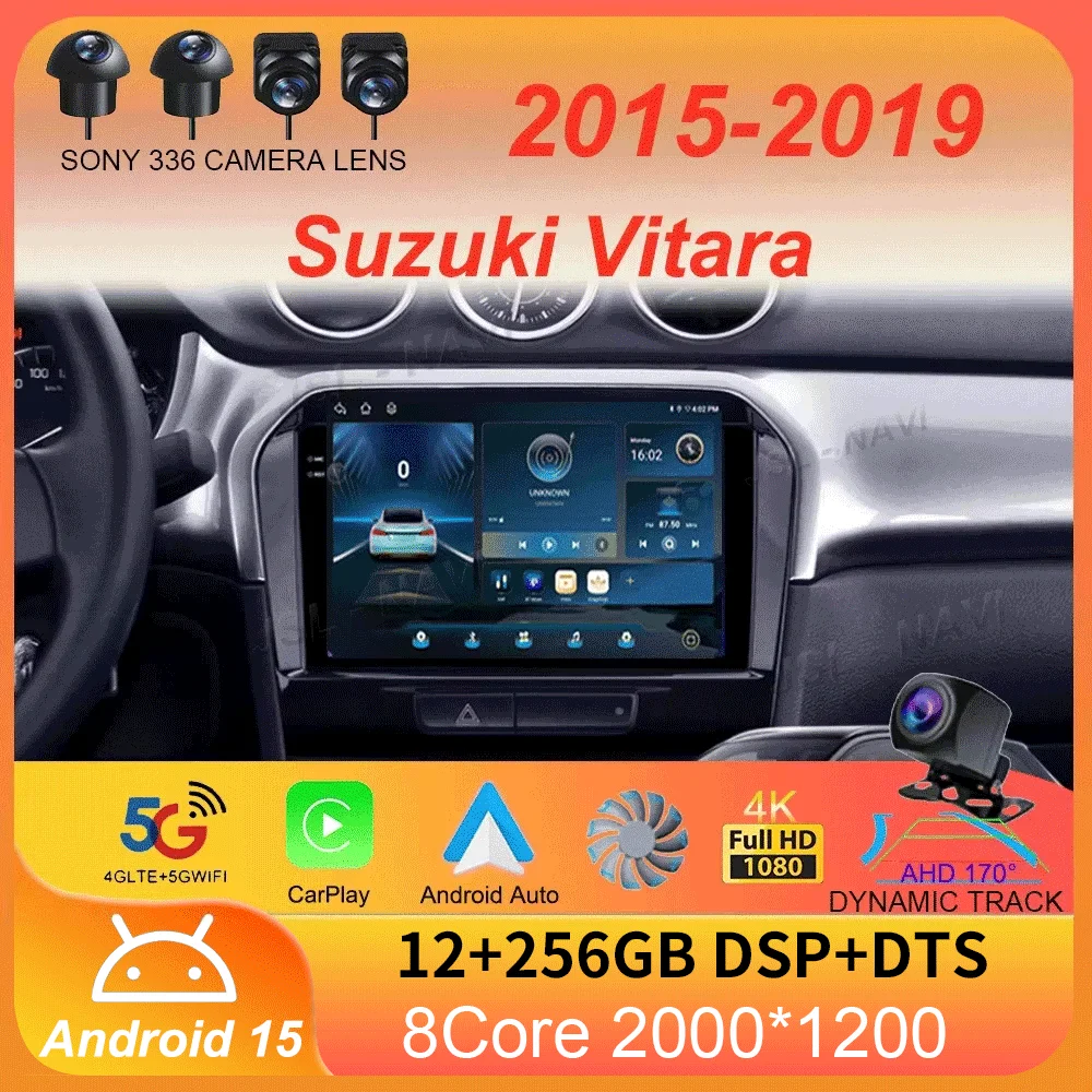 

Автомобильный радиоприемник Android 15 Carplay Auto для Suzuki Vitara 2015 2016 2017 2018 2019, мультимедийный видеоплеер, навигация, GPS, стерео аудио