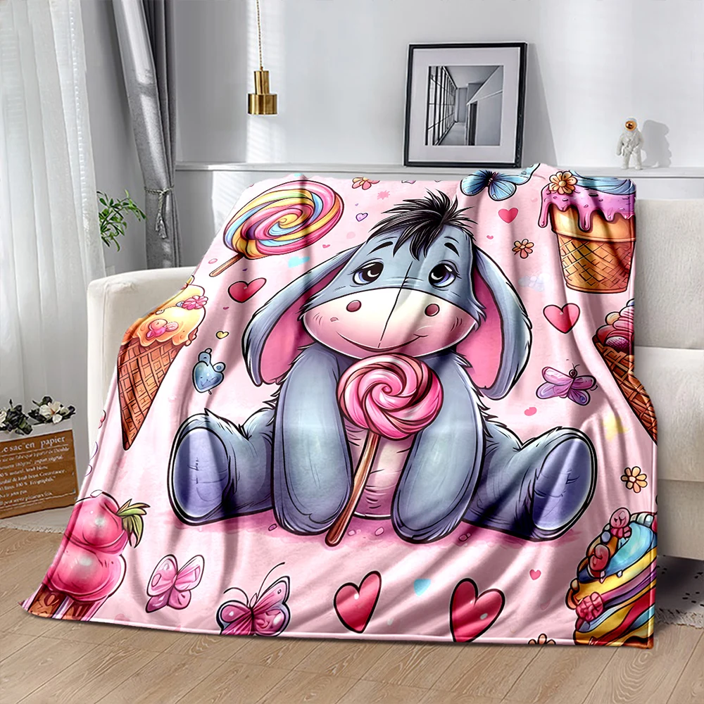 Disney Pooh Bear Eeyore Flannel Fluffy Throw Camping Blanket for Children Sofa Throw Blanket Modern Fashion Gift Miniso Manta