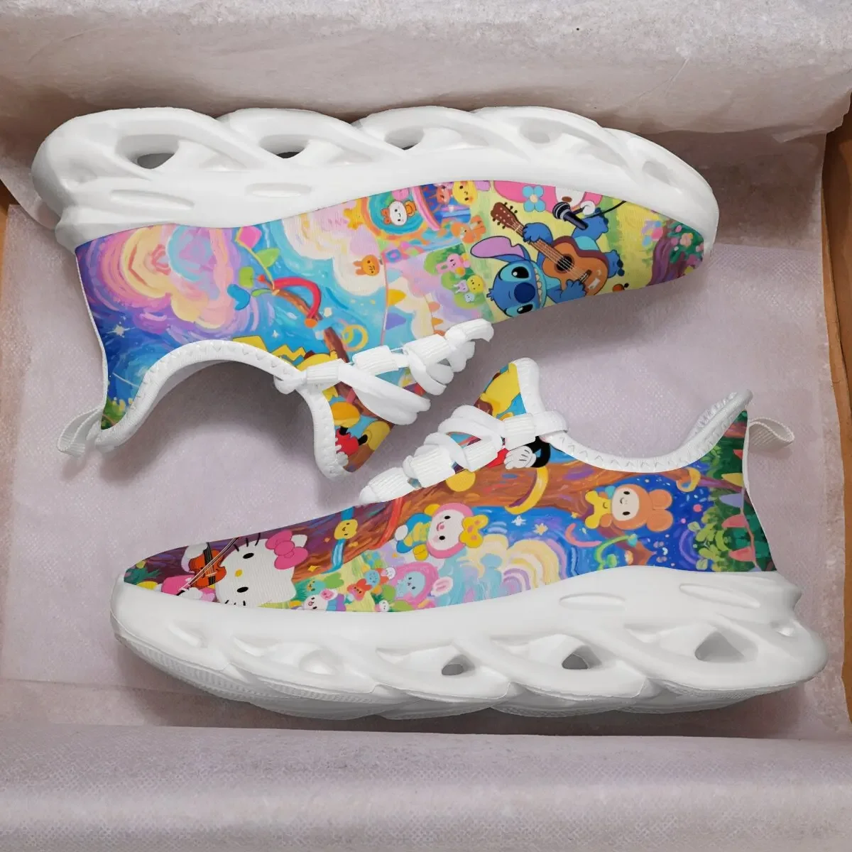 

Disney Hello Kitty Shoes Stitch Colorful Cartoon Print Kids' Athletic Sneakers Casual Sports Shoes Men Women Running Sneakers