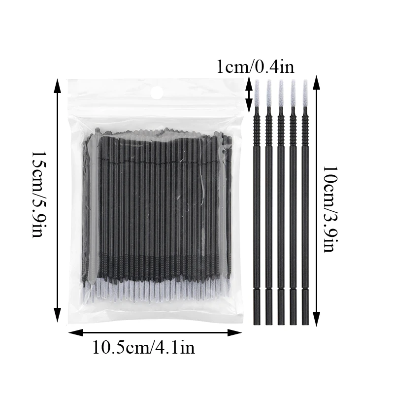 100 pz/set tamponi di cotone monouso per la pulizia tamponi di cotone multifunzionali applicatore di Micro spazzole per innesto di ciglia finte pieghevoli