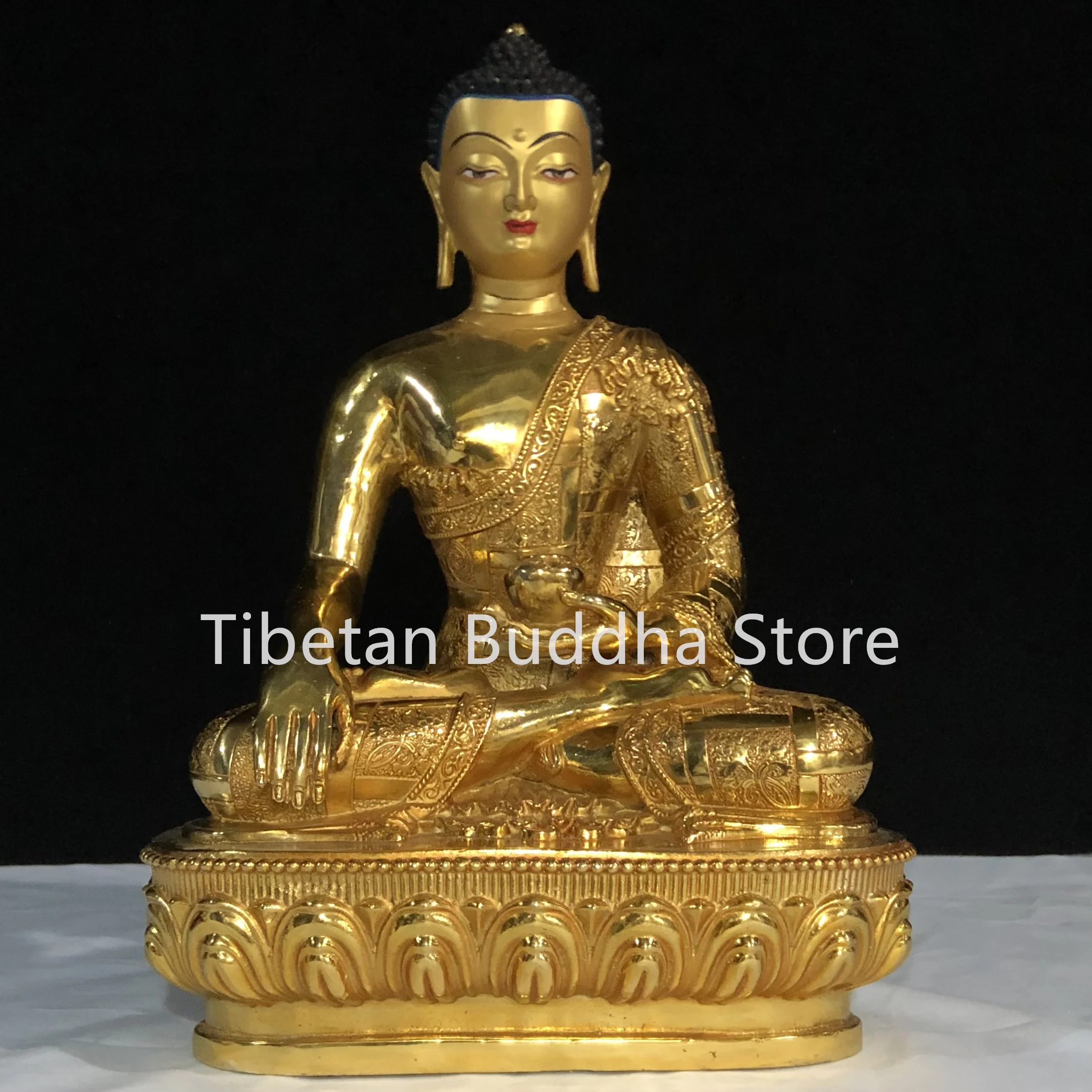 

30cm Tibetan pure copper gilded Buddha statue of Shakyamuni Buddha ornaments Buddhist offerings Buddhist hall offerings