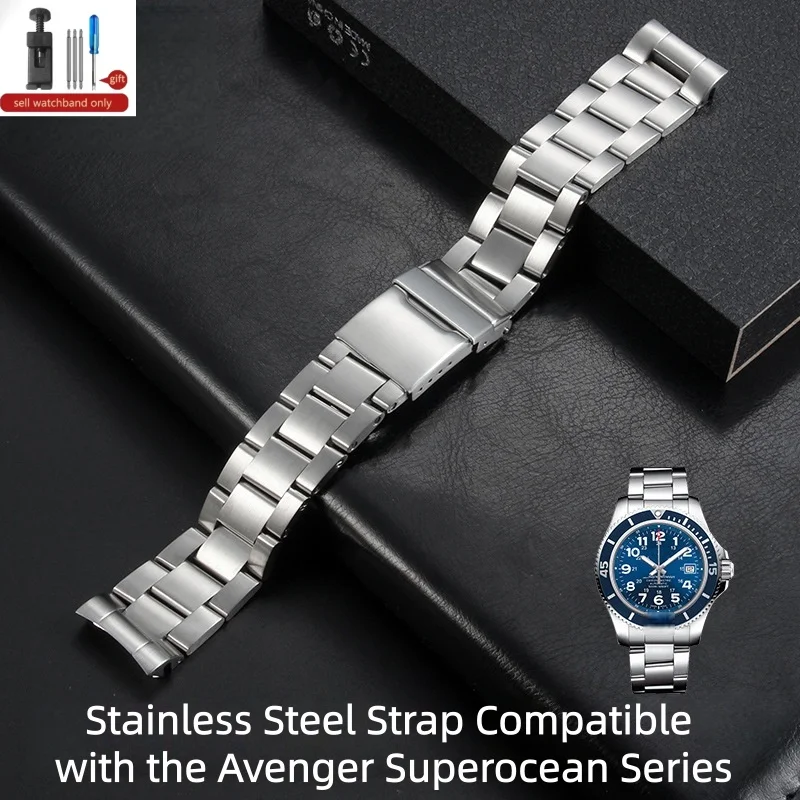 22mm For Breitling Superocean Avenger WatchBand Stainless Steel high Quality Deployment Clasp Strap Wrist Watch Band Bracelet