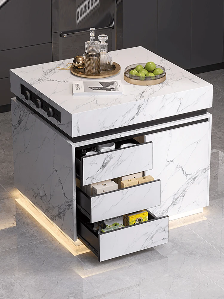 

Island cabinet can be moved separately, open kitchen rock slab guide table plus small apartment high-end upside-down din