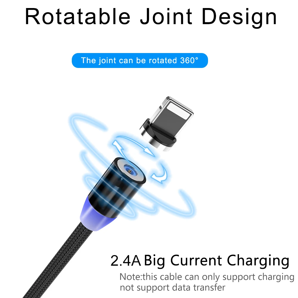 สาย USB แม่เหล็ก LED ชาร์จเร็วชนิด C สายชาร์จแม่เหล็กสายชาร์จข้อมูลไมโคร USB โทรศัพท์มือถือสาย USB