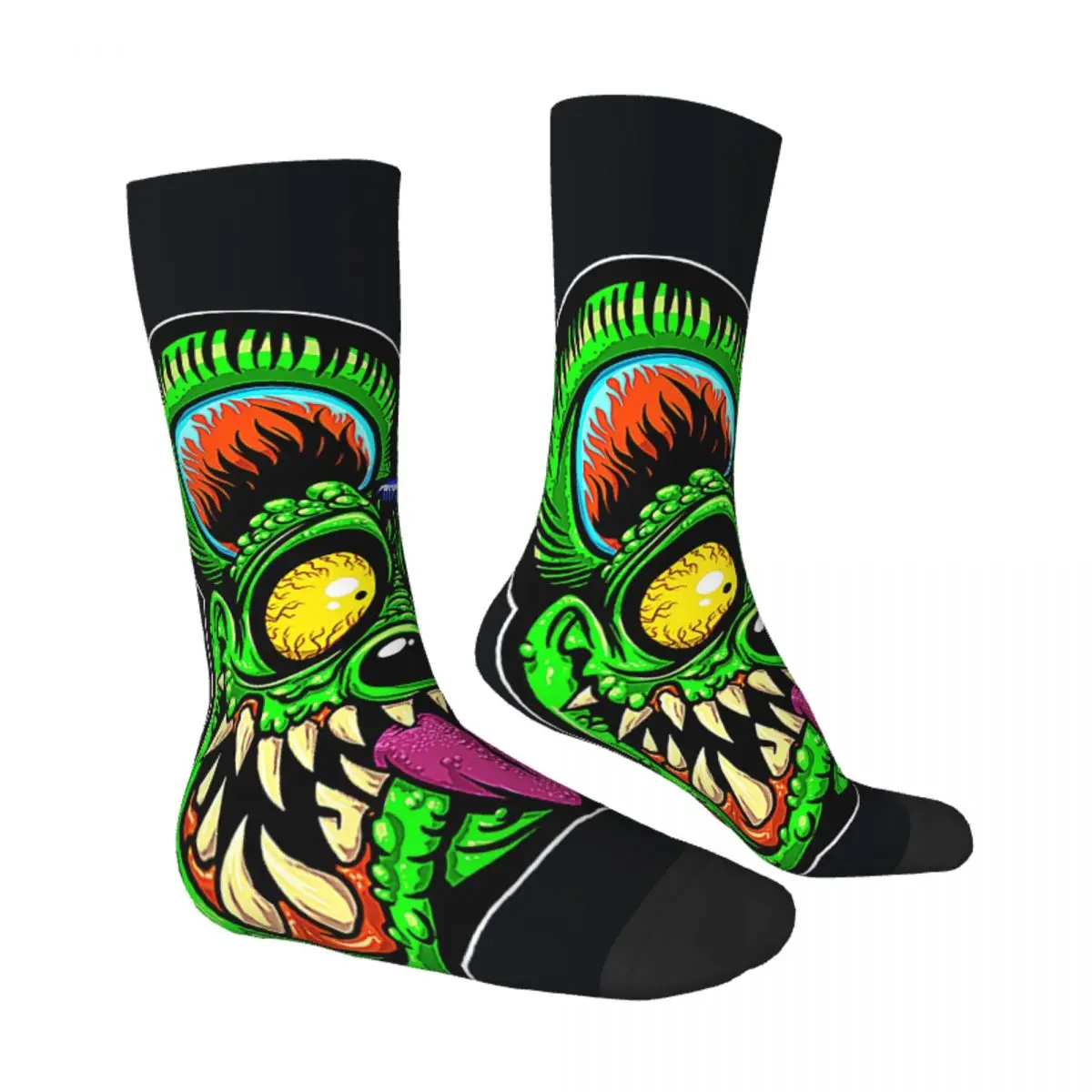 Hip Hop Retro Rat Fink Face Crazy Men\'s Socks Tales of the Rat Fink Unisex Harajuku Pattern Printed Funny Happy Crew Sock Boys