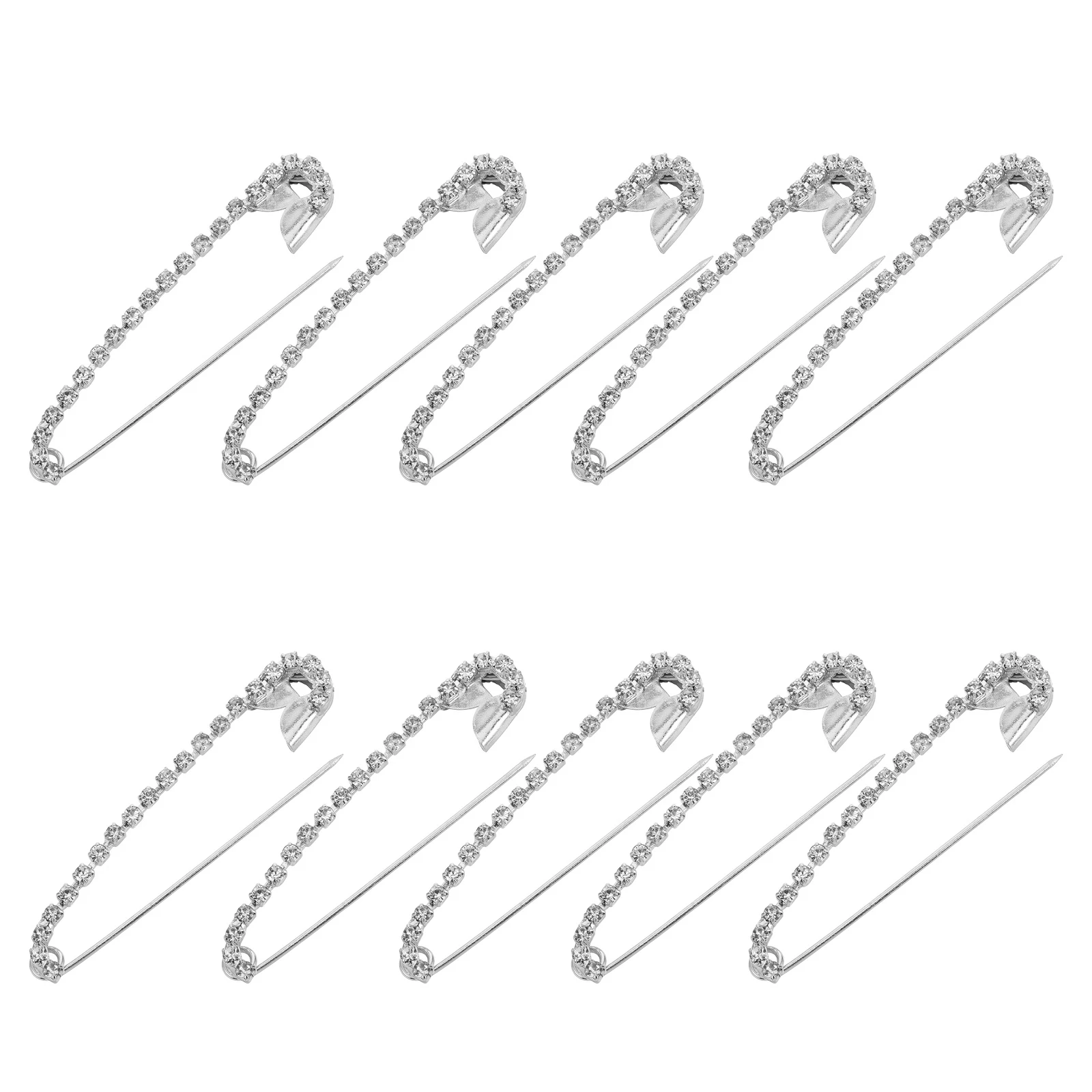 

10pcs Brooch Pins Rhinestone Zinc Alloy Safety Pin For Clothes Women Shirt Clips Diamond Brooches Dress Accessories Pearl Pins