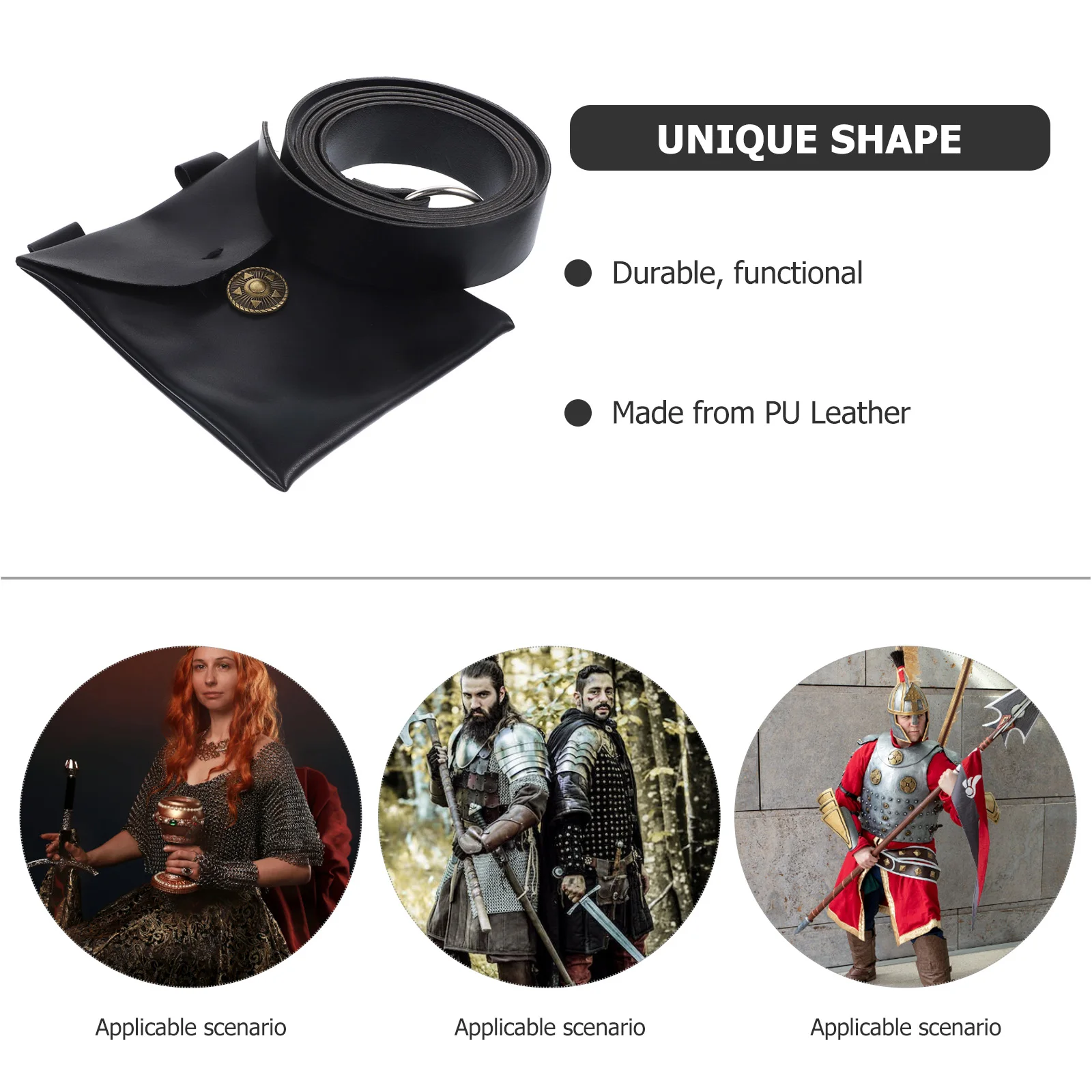 1Set Medieval Faux PU Waist Bag Vintage Renaissance Cosplay Purse Halloween Party Supply Pirate Cosplay