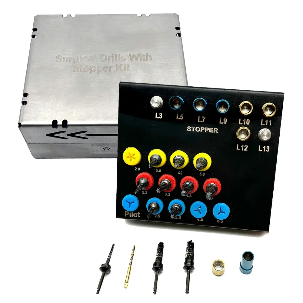 Dental Osseodensification Drill Kit, 21Pcs for Implant Bone Preparation with Drivers and Stoppers for Implant Surgery