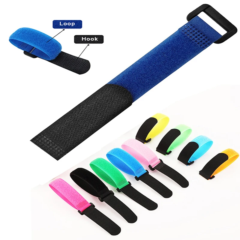 15pcs Color Nylon Reverse Buckle Cable Strap Hook Loop Fastener Cable Ties Strap Sticky Line Finishing 2cm Width