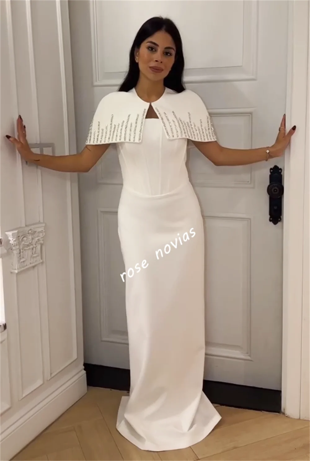 Customized Jersey O-Neck Shawl With Rhinestone Long Dresses Bespoke Occasion High Quality Evening Dress Elegant Party Wedding