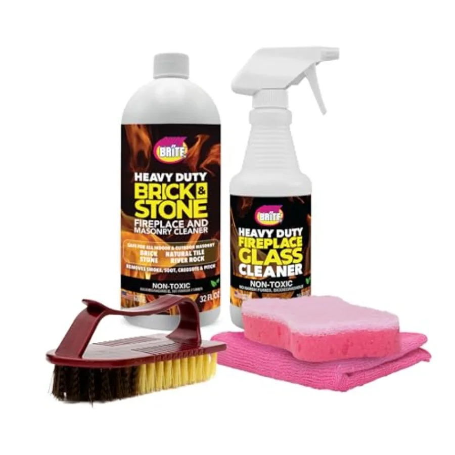 

Quick 'n Brite Fireplace Cleaning Includes oz Fireplace Glass Cleaner oz Gel Fireplace Cleaner Scrub Brush Sponge and Microfibe