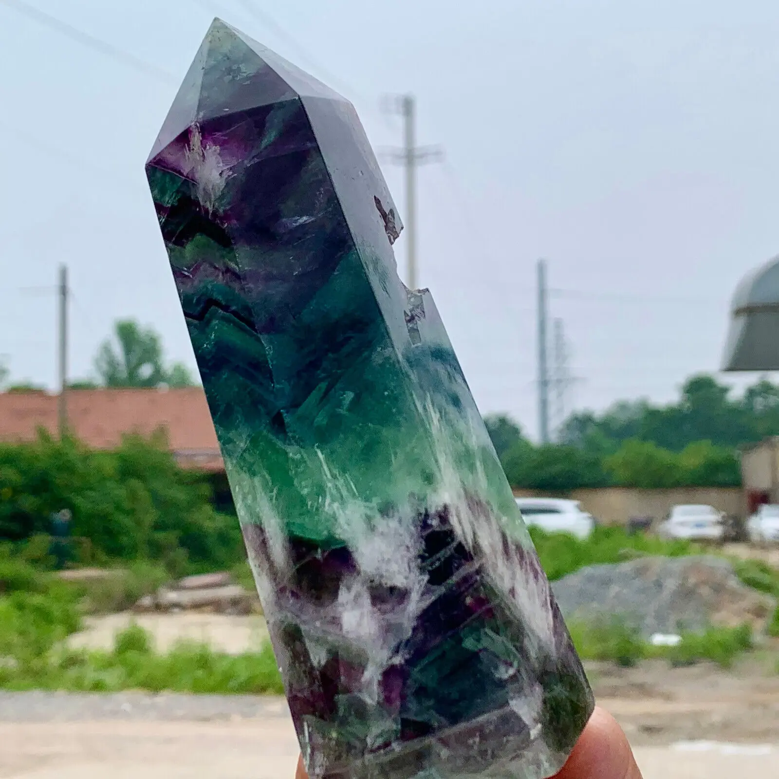 Natural Colour Fluorite Crystal Obelisk, Wand Healing Caves