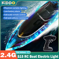 RC Boat Electric High-Speed JJRC S15 Toy with Colorful LED Light Waterproof  Racing Remote Control SpeedBoat Competitive Toy Boy