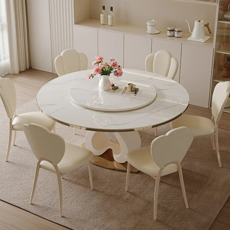Design Luxury White Dining Table 6 Person Modern Nordic Round Dining Table Living Room Restaurant Tavoli Da Pranzo Furniture