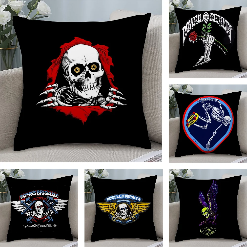

P-Powell P-Peralta skateboard Pillow Case Short Plush Pillow Cover Sofa Decorative Gift Home Double-sided Printing Cushion Cover