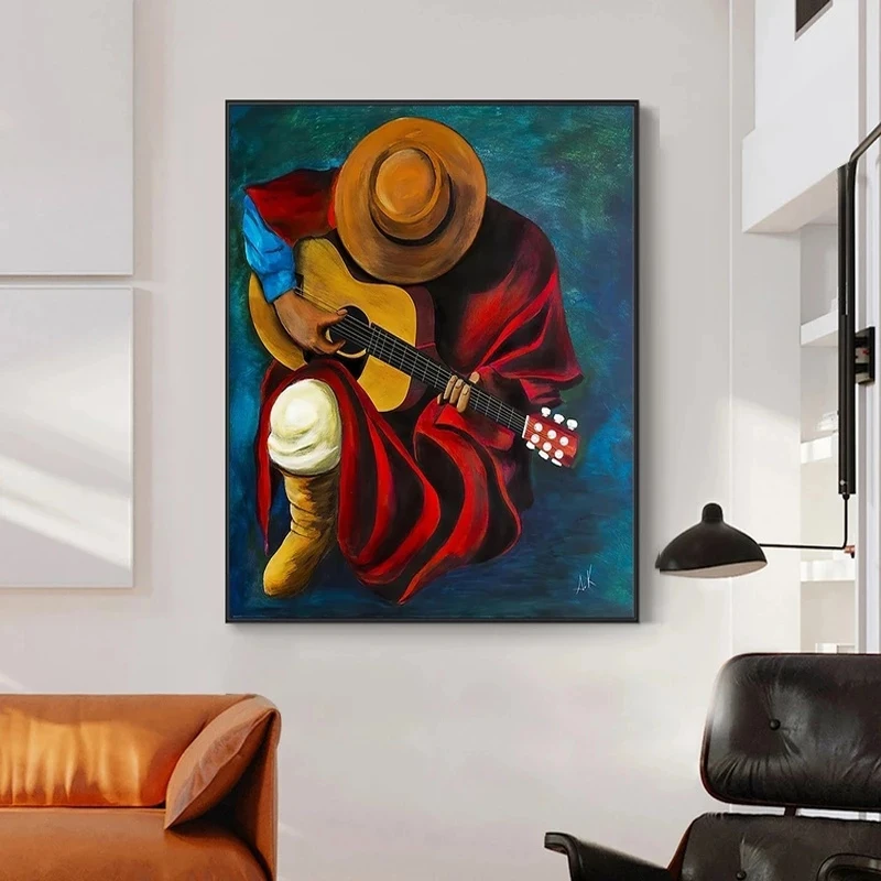 Man with Guitar Posters and Prints Famous Paintings on Canvas Wall Art Pictures for Living Room Home Decor Cuadros (No Frame)