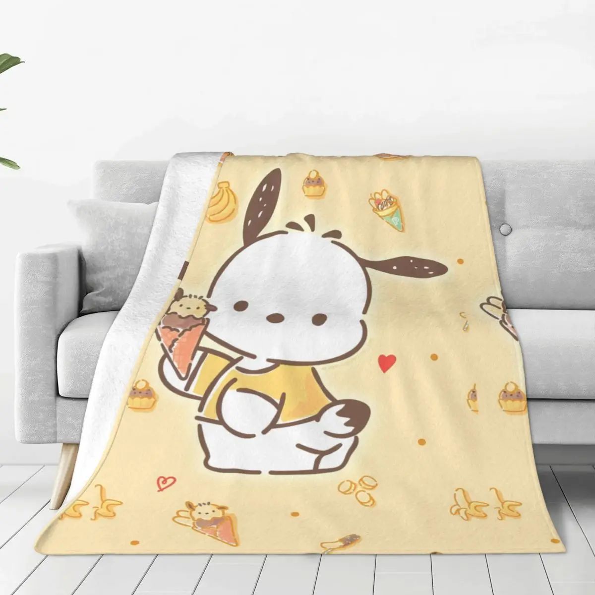 Pochacco Blanket Quality Soft Sanrio Throw Blanket Winter Airplane Travel Outdoor Novelty Bedspread