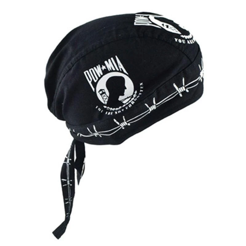 49MD Cycling Headwraps Skull Cap Biker Gothic Vintage Flame Skull Printed Pirate Hat