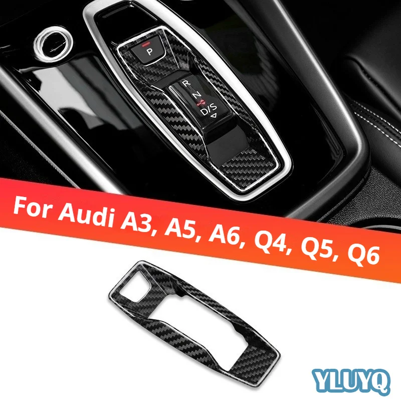 For Audi A3 A5 A6 Q4 Q5 Q6 Genuine Carbon Fiber Gear Shift Inner Frame Interior Modification Stickers Decorative Stickers