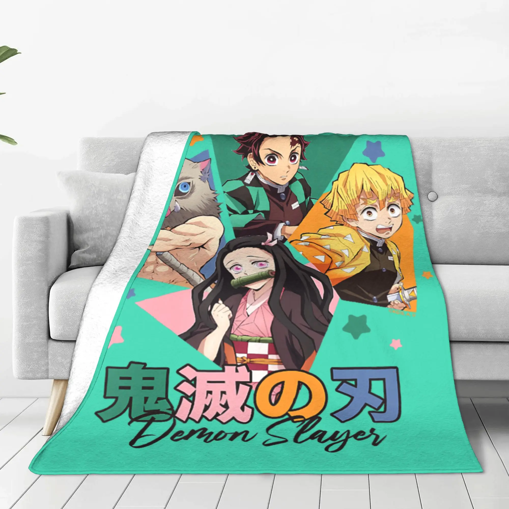 1PC Home Demon Slayer  Kimetsu no Yaiba Core Team Portrait  Blanket Throw Super Cosy Plush Living Room Sofa