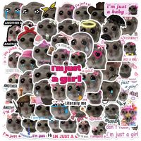10/56PCS Cute Funny Sad Hamster Meme Stickers Just a Girl Graffiti Decals DIY Stationery Scrapbook Bike Phone Guitar Sticker Toy