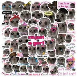 10/56PCS Cute Funny Sad Hamster Meme Stickers Just a Girl Graffiti Decals DIY Stationery Scrapbook Bike Phone Guitar Sticker Toy