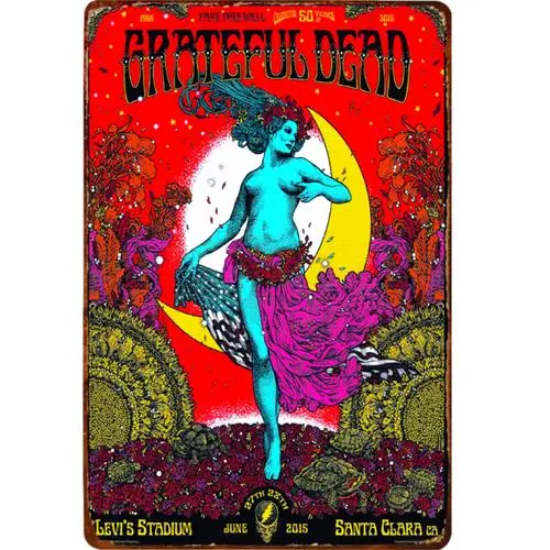 Grateful Dead 50 Year Anniversary Vintage Metal Sign 2015 Tour ; Red