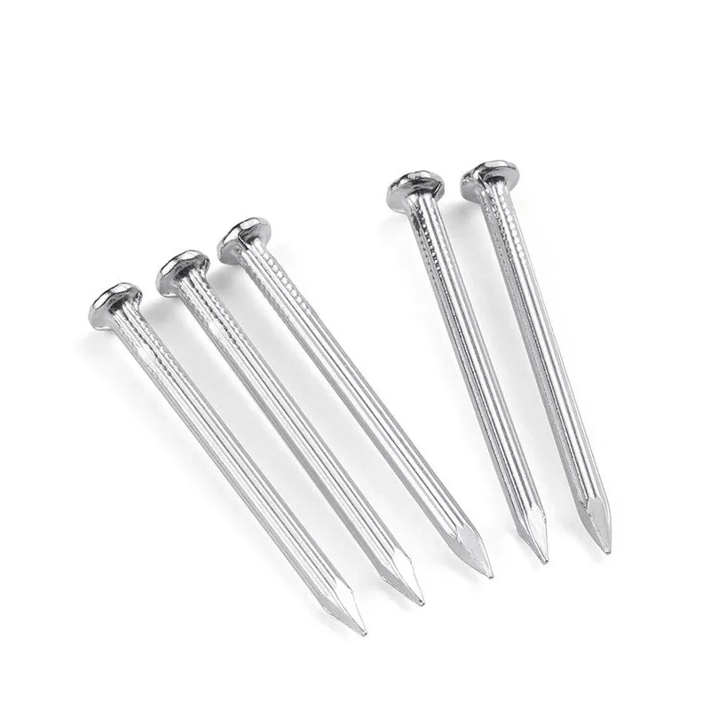 

55# High Carbon Steel Concrete Nails 400g Pack White Zinc Finish Hardened Masonry Nails 25mm to 150mm for Construction