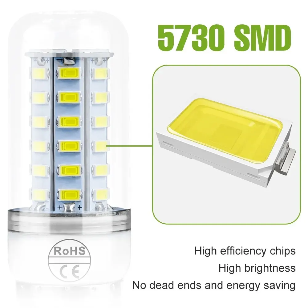 E27 LED Corn Bulb E14 Lamp GU10 Spotlight G9 Ceiling Chandeliers 220V Indoor Home Bedroom Living Room B22 Lights Cool/Warm White