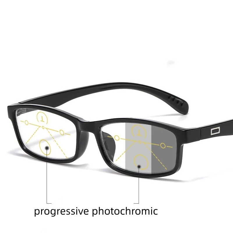 2 قطعة نظارات الموضة التقدمية اللونية للرجال نظارات مربعة مكافحة نظارات الضوء الأزرق TR90 + 100 + 150 + 200 + 250 + 300 + 350