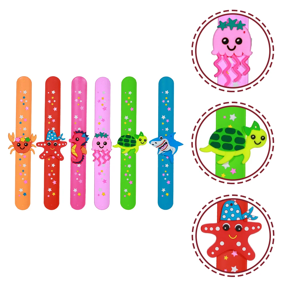 6 Pcs Bracelet Silicone Slap Child Bracelets Armband Silica Gel Ocean Kids Wristband