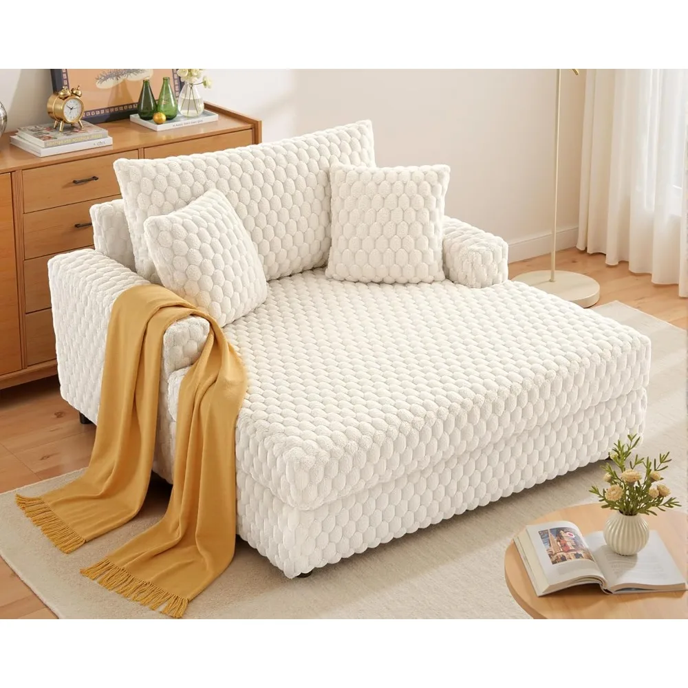 

Oversized Chaise Lounge Chair Indoor:53'' Comfy Reading Chair Fluffy Plush Cozy Couch Sofa Bed with Armrests and Pillows -Chaise