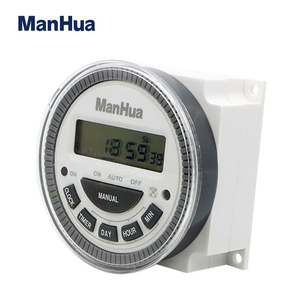 ManHua Multipurpose MT619 16A 30A Digital Timer Switch with Waterproof Cover Easy Wiring 7 days Programmable Time Switch