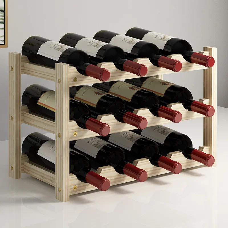 Solid Wood Wine Rack Cabinet Wine Storage Bottle Holder Red Wine Shelf Wooden Bottle Home Multi-storey Drinks Cabinet Display