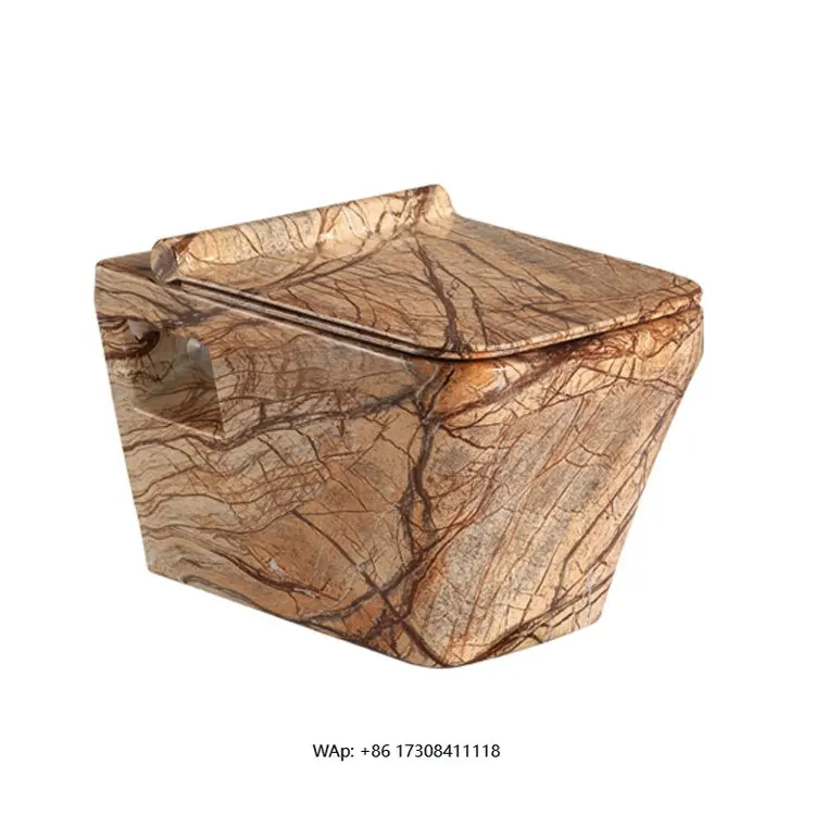 

Ceramic Sanitary Ware Wall Mounted Washdown Ceramic Marble Color Gold Pattern Wall Hung Toilet Bowl