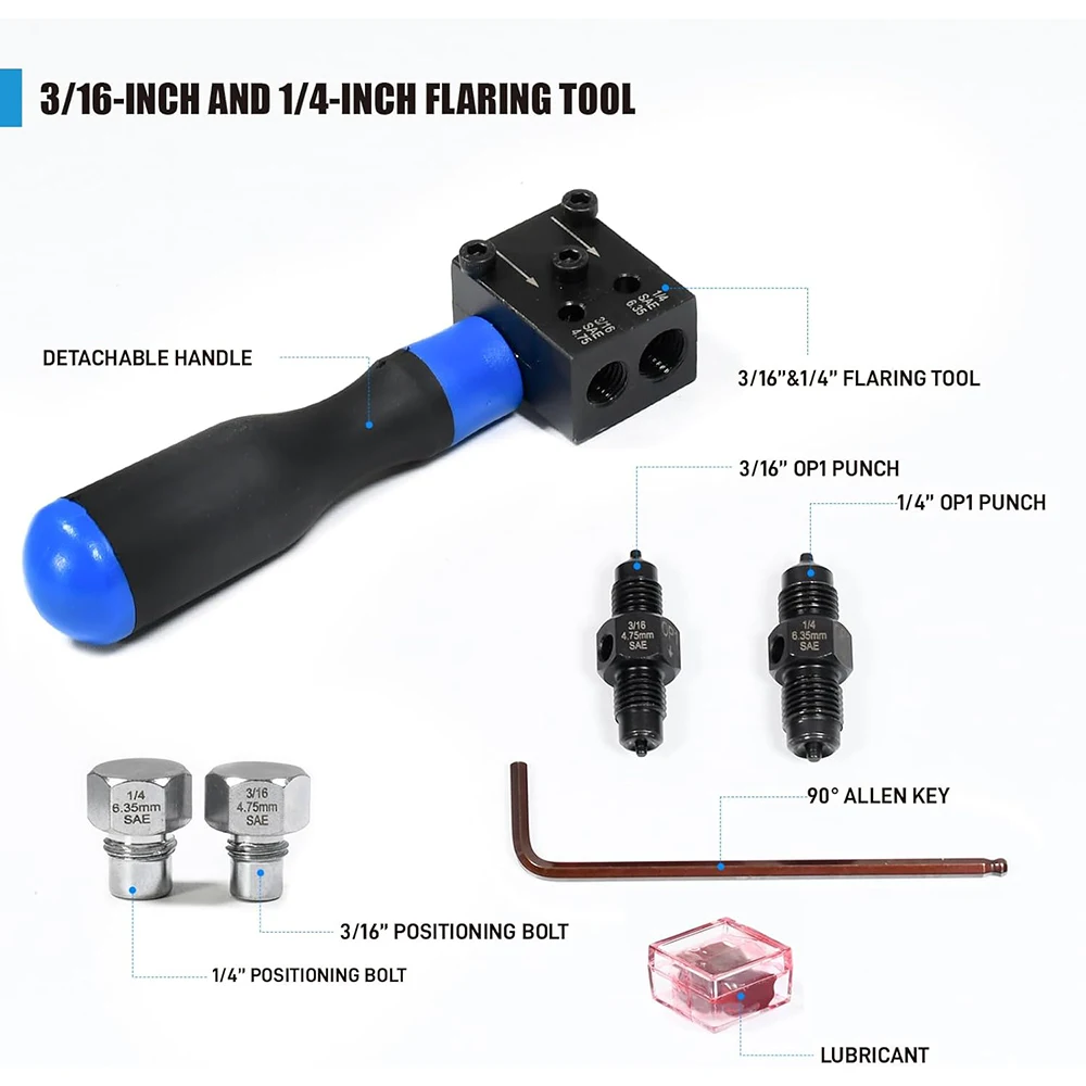 Brake Line Flaring Tool Kit 3/16  1/4 in Double Flare Tool Make 4.75 mm and 6.35 mm SAE Double Flare Ideal for Vehicle Brake