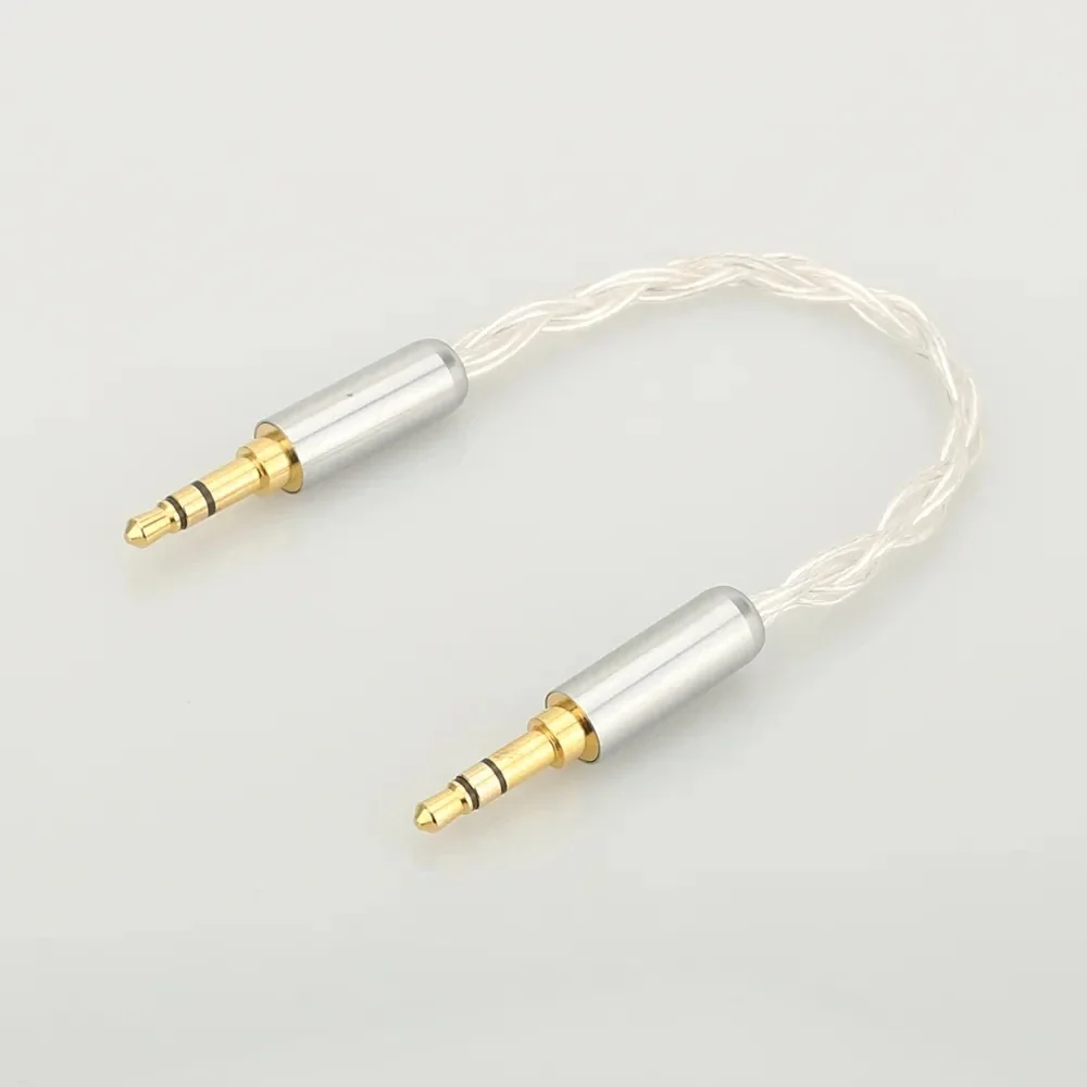 Audiocrast 10cm Silver Plated 3.5mm Male to 3.5mm Male Stereo Hifi Audio Adapter Cable Car AUX Wire Jump Cable