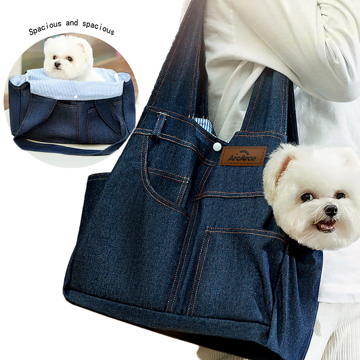 Cowboy Pocket Dog Out Bag Carry Handbag Crossbody Shoulder Bag Teddy Cat Bag Pet Bag Kitty Teddy Panda Open Design Outdoor