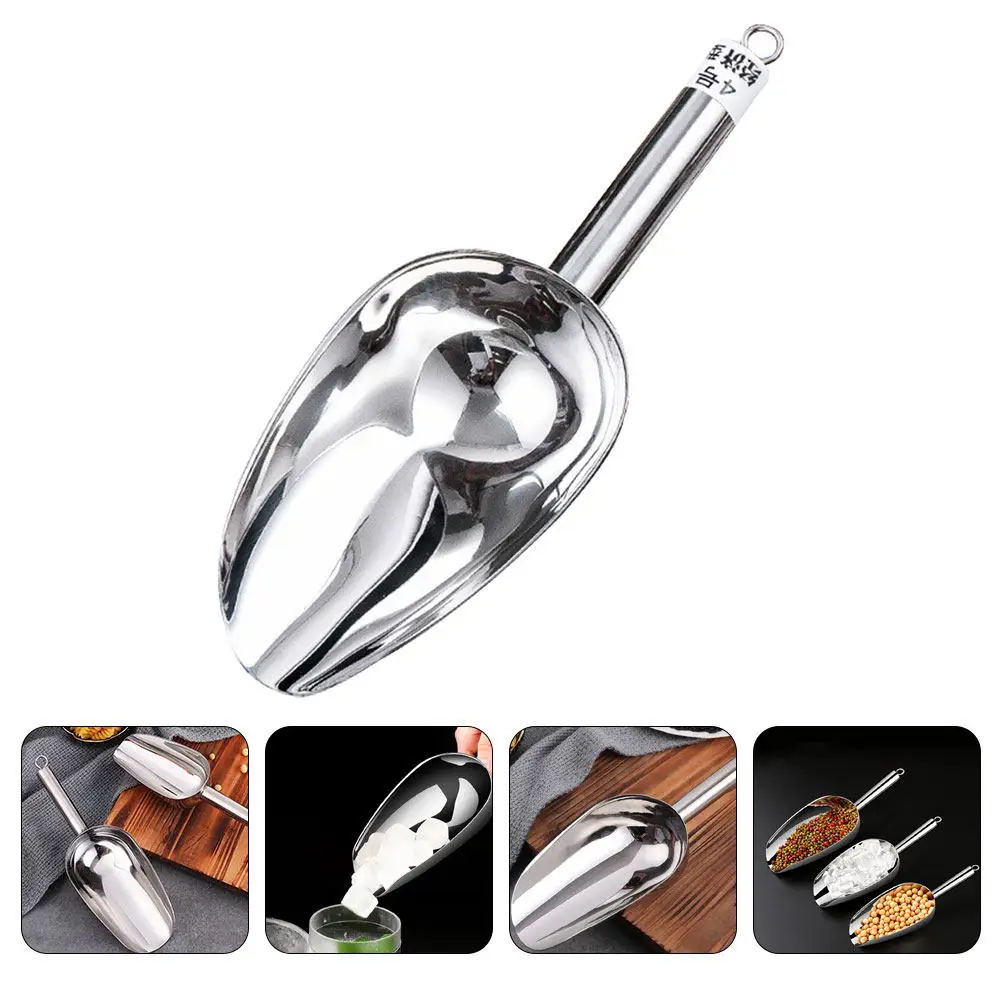 

Прочная лопатка для льда из нержавеющей стали, идеально подходит для колотого льда, конфет, орехов, бобов, муки, риса, для кухни, бара, ресторана, общепита