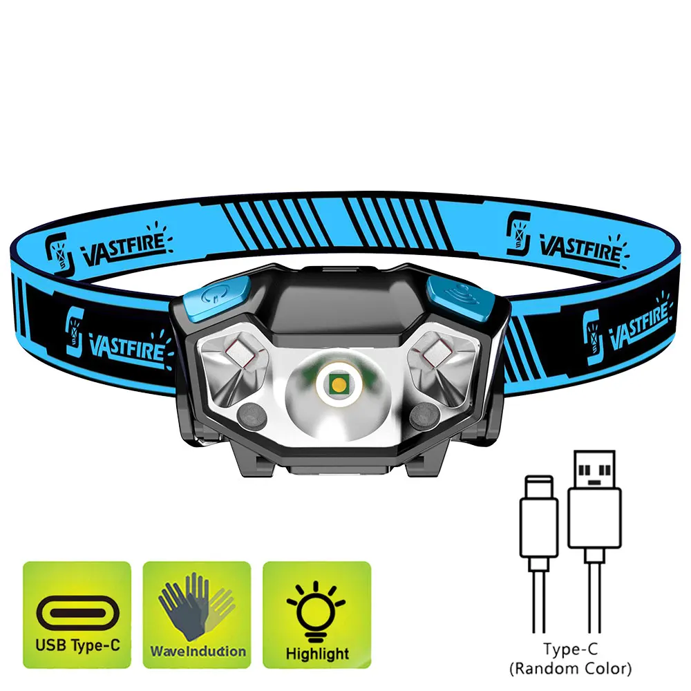 Inductiekoplamp COB + LED-kopzaklamp Ingebouwde batterij USB Oplaadbaar Buiten Waterdicht Kamperen Vissen Werklantaarn ﻿