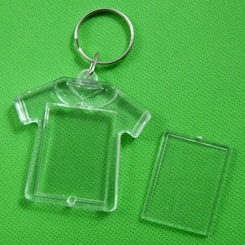 1PC New Rectangle Heart Transparent Blank Acrylic Insert Photo Picture Frame Keyring Keychain DIY Split Ring Key Chain Gift