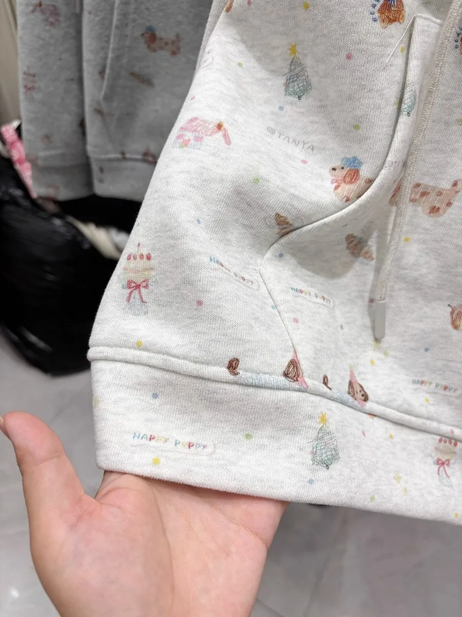 Sudadera Holgada con Estampado de Perro para Mujer, Talla Grande 300, Estilo Coreano, Informal, para Otoño, Nueva Llegada