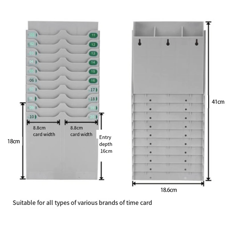 T04C-Retractable Attendance Rack Punch Card Holder Attendance Card Holder 20 Position Punch Card Holder Card Holder Employee