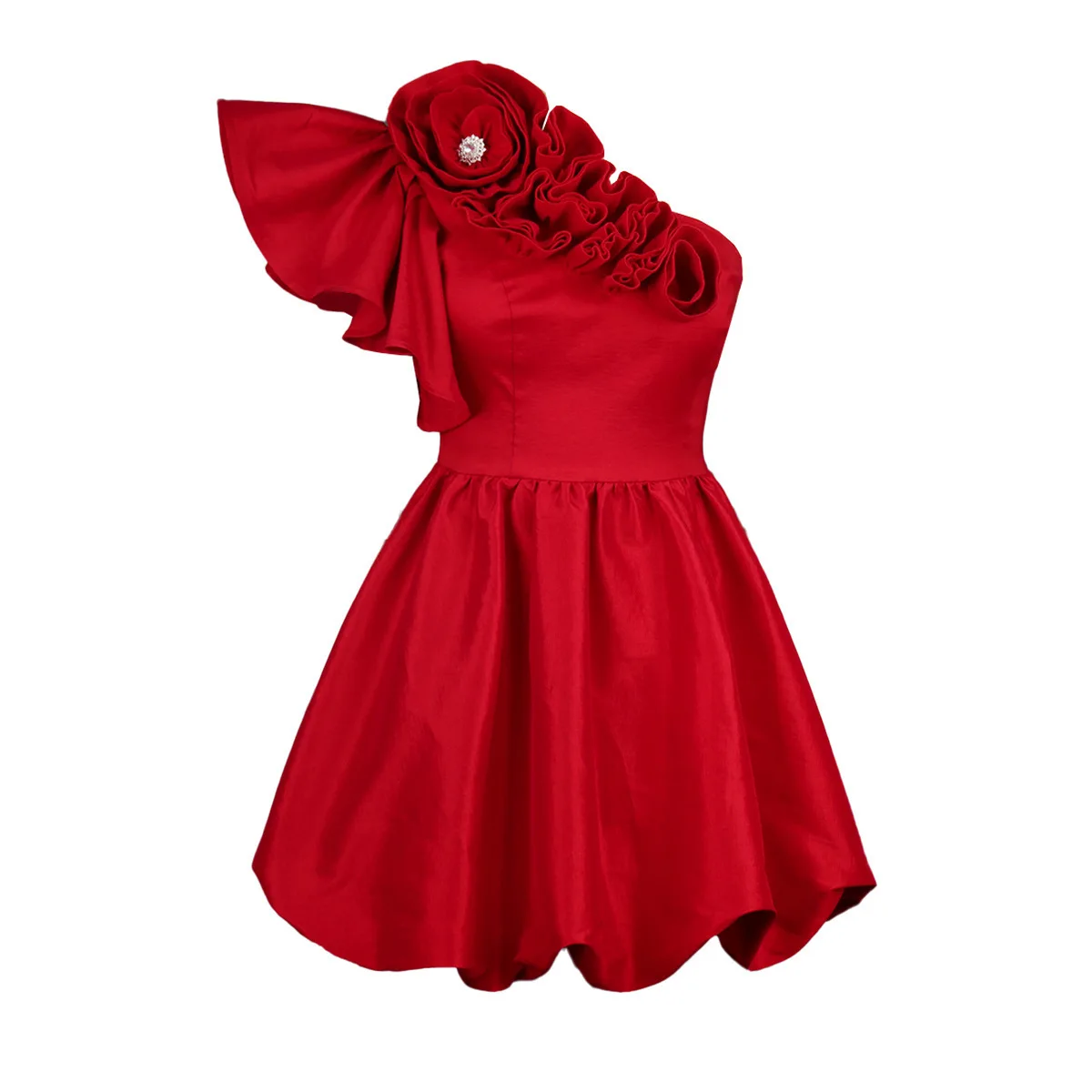 Partito Off-spalla 3d Fiore A-line Abito corto Manica con volant Abito da laurea sexy Matrimonio 2025 Abito estivo Robe Vestido Donna