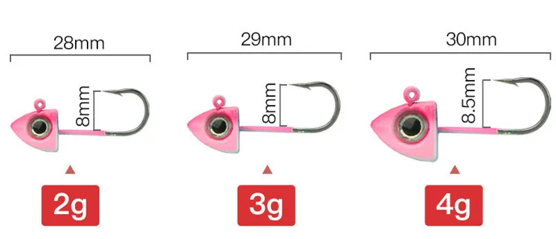 Dreieck-Jig-Kopfhaken, verstärken Haken, Wurmköder, weiche Ködervorrichtungen, einzelner Angelhaken, 2 g/3 g/4 g, Lot 5 Stück – Detail 1