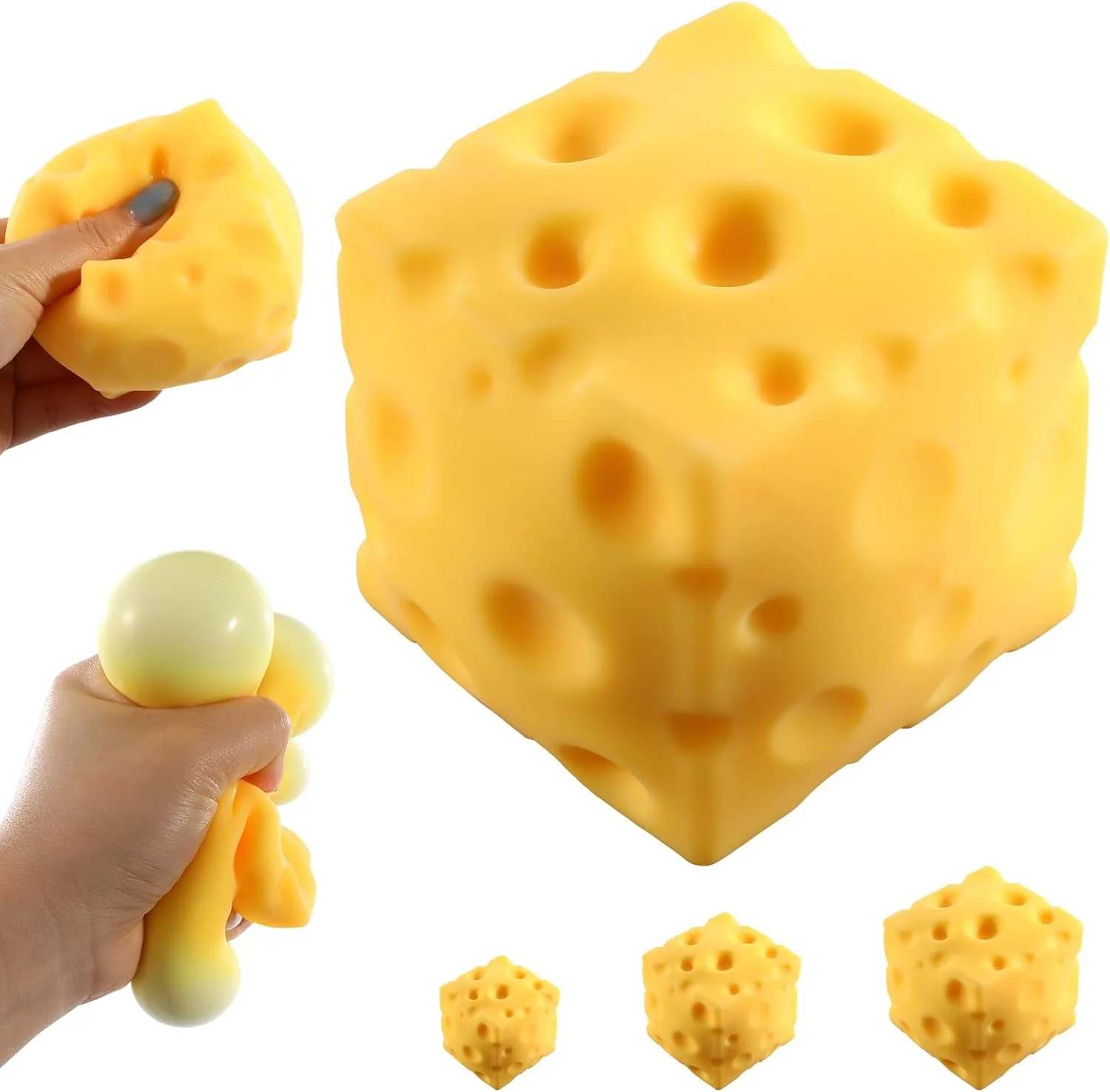 

1-3pcs Cheese Squeeze Toy Extra Large Size Cheese Squishy Fidget Toys Slow Rebound Shapeable Venting Ball for Adults Gifts